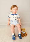 Regency Stripe Mariner Collar Two Piece Set With Bloomers in Blue (6mths-3yrs) TWO PIECE SETS from Pepa London US