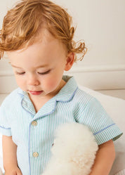 Rochester Striped All-In-One Pyjamas in Green (9mths-2yrs) ALL-IN-ONES from Pepa London US
