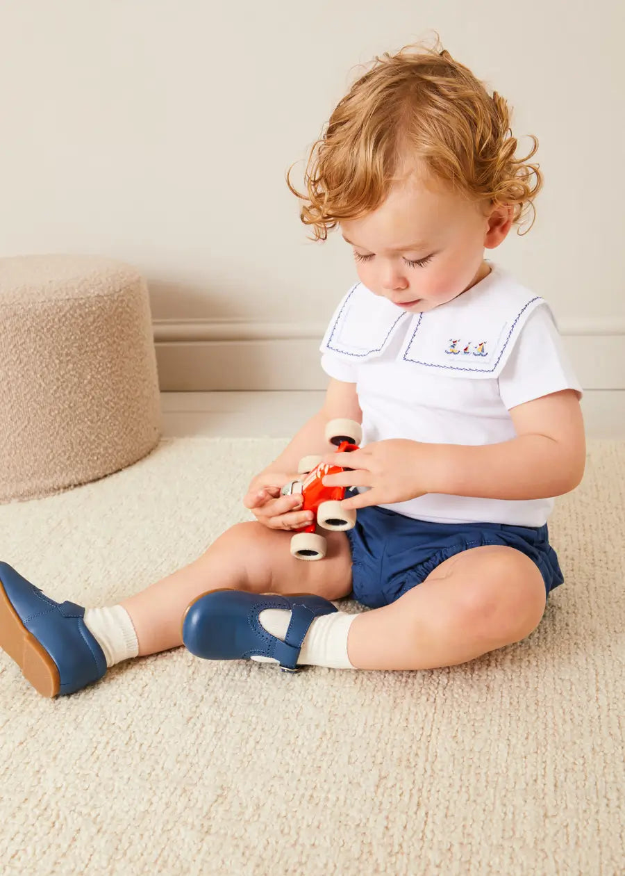 Plain Button Detail Bloomers in Blue (3mths-3yrs) BLOOMER from Pepa London US