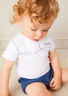 Boat Embroidery Statement Collar Short Sleeve Bodysuit in White (3mths-2yrs) TOPS & BODYSUITS from Pepa London US