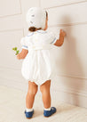 Scallop Collar Hand Smocked Short Sleeve Romper in White (6mths-2yrs) Rompers  from Pepa London US