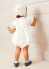 Scallop Collar Handsmocked Short Sleeve Romper in White (6mths-2yrs) Rompers  from Pepa London US