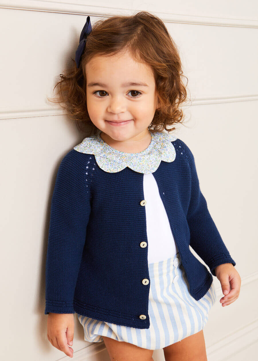 Plain Cardigan in Navy (6mths-10yrs) Knitwear from Pepa London US