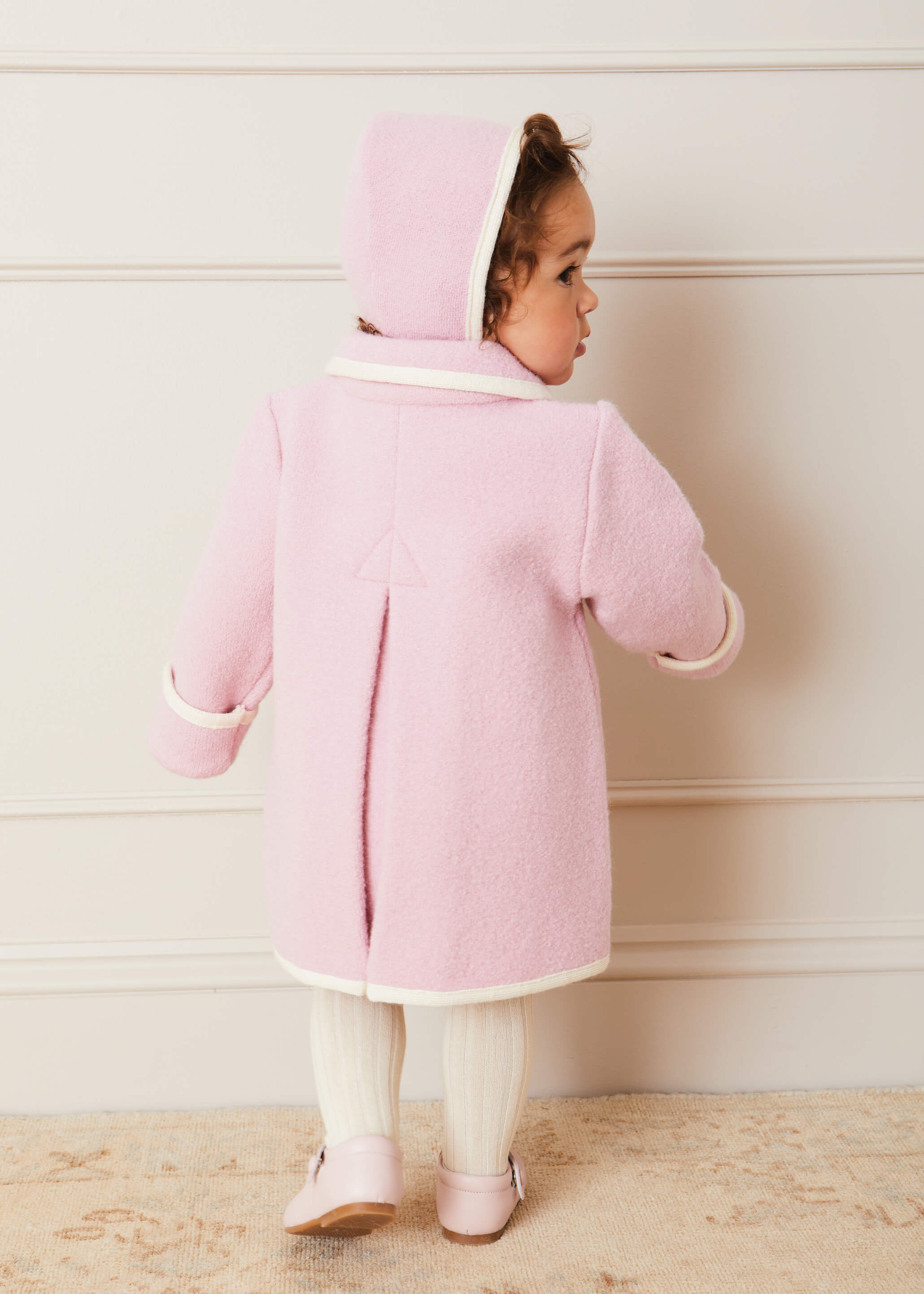 Austrian Double Breasted White Trim Baby Coat in Baby Pink (6mths-4yrs) Coats from Pepa London US