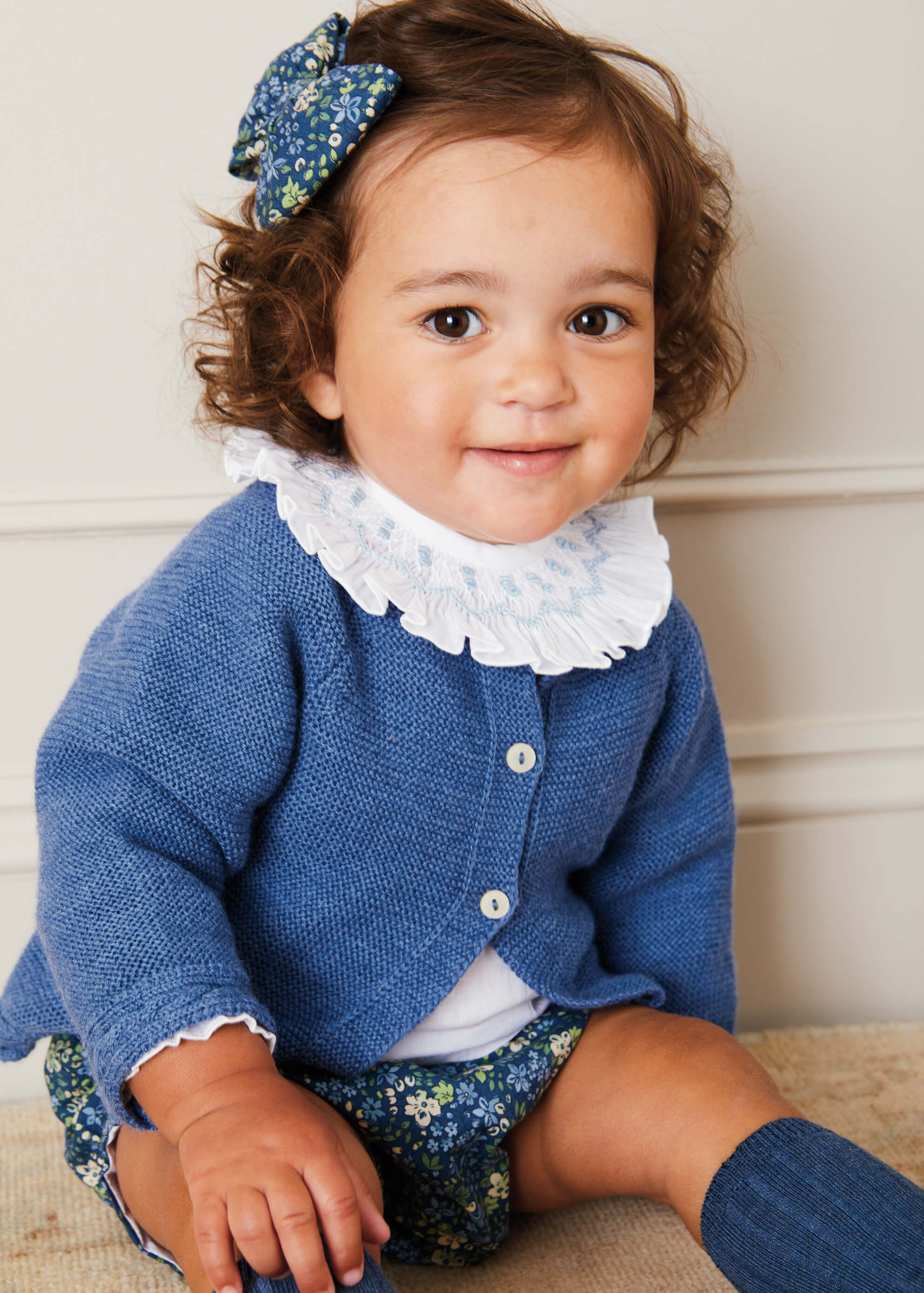 Cable Detail Cardigan In French Blue (6mths-3yrs) KNITWEAR  from Pepa London US