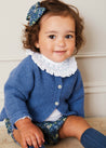 Cable Detail Cardigan In French Blue (6mths-3yrs) KNITWEAR  from Pepa London