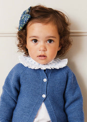 Hand Smocked Collar Long Sleeve Blouse in White (0-12mths) Blouses  from Pepa London
