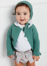 Openwork Hem Single Button Cardigan in Green (6mths-10yrs) Knitwear  from Pepa London US