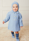 Double Breasted Knitted Buttoned Coat in Blue (6mths-2yrs) Knitwear  from Pepa London