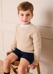 Wave Knit Jumper in Beige (3-10yrs) Knitwear from Pepa London US