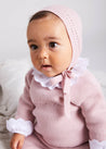 Openwork Contrast Dot Merino Wool Knitted Set in Pink (0-12mths) Knitted Sets  from Pepa London US