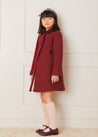 Single Breasted Scallop Detail Coat In Burgundy (12mths-10yrs) COATS  from Pepa London