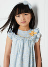 Pastel Floral Ruffle Front Bow Detail Dress in Blue (3mths-6yrs) Dresses  from Pepa London US