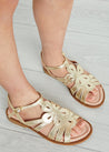 Metallic Strappy Leather Sandals in Gold (24-34EU) Shoes  from Pepa London US