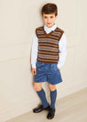 Corduroy Leather Button Shorts in Blue (4-10yrs) Shorts  from Pepa London US