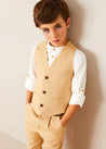 Plain Light Linen Vest in Beige (4-10yrs) TOPS & BODYSUITS from Pepa London US