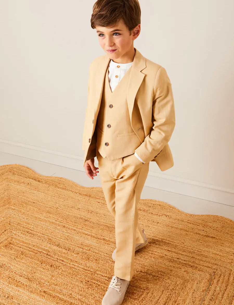 Linen Suit Trousers in Beige (4-10yrs) TROUSERS from Pepa London US