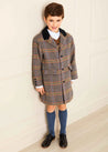 Sutherland Check Tailored Coat in Green (4-10yrs) Coats from Pepa London US