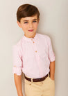 Hertford Striped Mao Collar Long Sleeve Shirt in Coral (12mths-10yrs) SHIRTS from Pepa London US