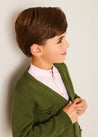 Hertford Striped Mao Collar Long Sleeve Shirt in Coral (12mths-10yrs) SHIRTS from Pepa London US