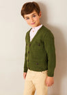 Safari Button Detail Cardigan in Green (4-10yrs) KNITWEAR from Pepa London US