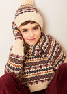 Fair Isle Knitted Hat in Camel (S-L) Accessories  from Pepa London US