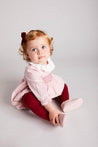 Hand Smocked Long Sleeve Romper in Pink (6mths-2yrs) Rompers  from Pepa London US