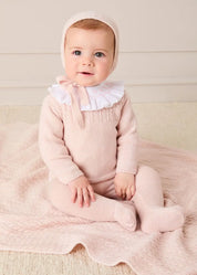 Cashmere Long Sleeve Cable Knitted Set in Pink (1mth-12mths) Knitted Sets from Pepa London US