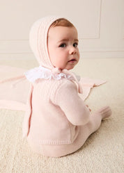 Cashmere Long Sleeve Cable Knitted Set in Pink (1mth-12mths) Knitted Sets from Pepa London US