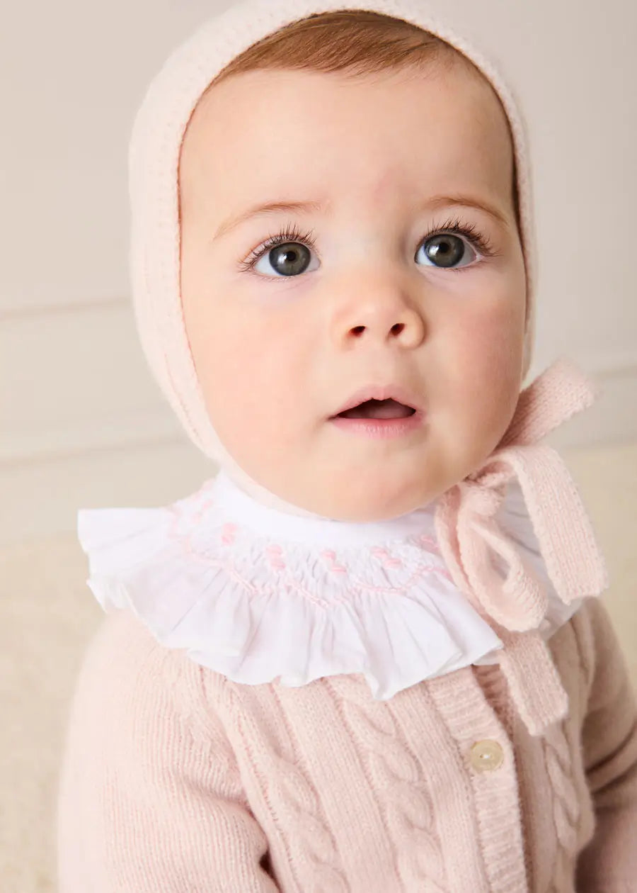 Cashmere Cable Knit Pocket Detail All In One in Pink (1mth-12mths) ALL-IN-ONE from Pepa London US