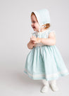 Lace Trim Ivory Bow Dress in Teal (6mths-5yrs) dresses  from Pepa London US