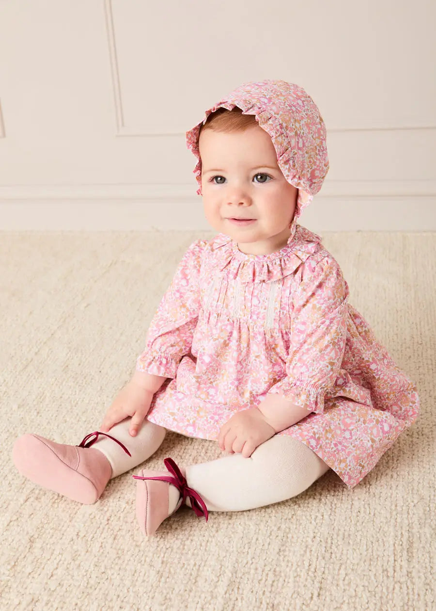 Nellie Floral Lace Detail Dress in Pink (1mth-12mths) Dresses from Pepa London US