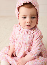 Nellie Floral Lace Detail Dress in Pink (1mth-12mths) Dresses from Pepa London US