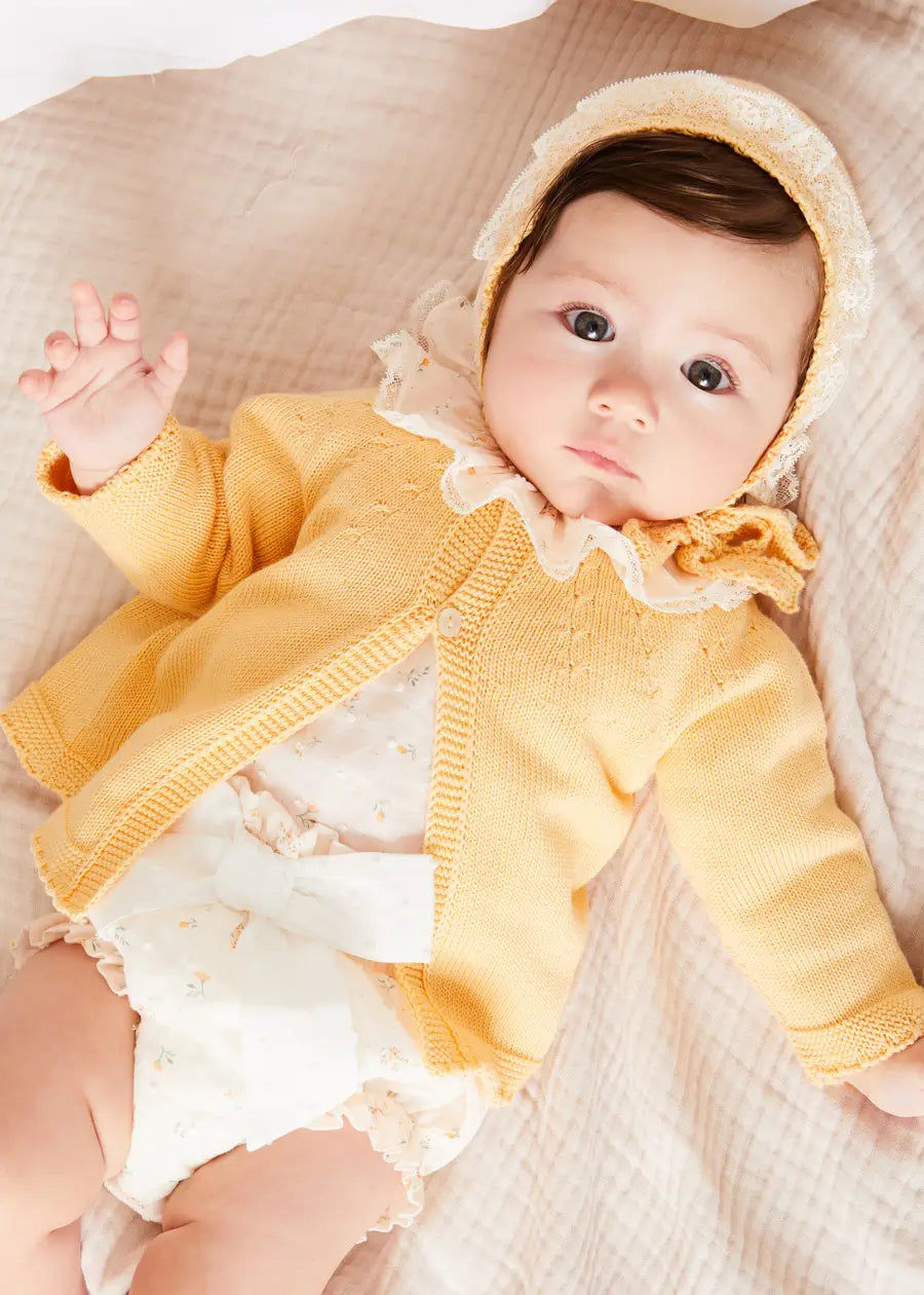 Esme Floral Bow Detail Bloomers in White (1-12mths) BLOOMER from Pepa London US