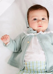 Openwork Detail Baby Cardigan in Green (1-12mths) Knitwear from Pepa London US