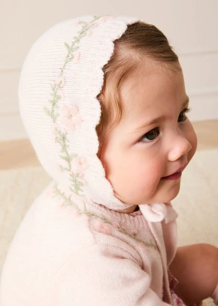 Wildflower Embroidered Bonnet in Pink (S-L) Bonnets from Pepa London US