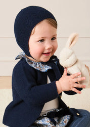 Beatrice Floral Velvet Bow Detail Bloomers in Navy (3mths-3yrs) Bloomers from Pepa London US