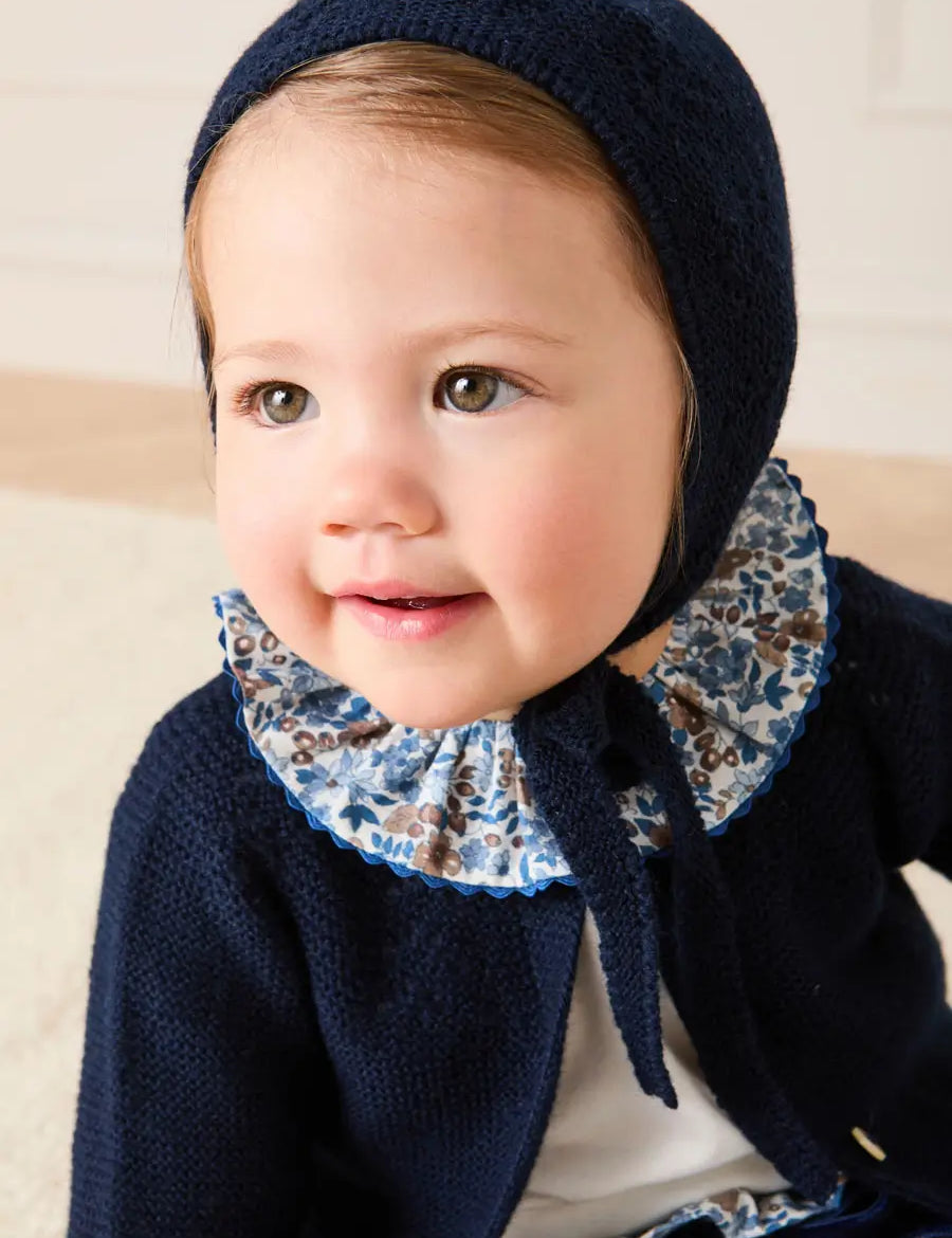 Beatrice Floral Ruffle Collar Long Sleeve Bodysuit in White (1mth-3yrs) Tops & Bodysuits from Pepa London US