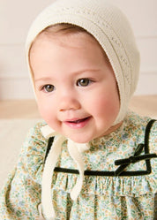 Adelaide Floral Velvet Bow Lace Trim Long Sleeve Romper in Green (6mths-3yrs) Rompers from Pepa London US