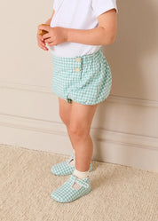 Lucas Check Button Detail Bloomers in Green (1mth-2yrs) Bloomers from Pepa London US