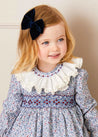 Penelope Floral Hand Smocked Long Sleeve Dress in Navy (12mths-10yrs) Dresses  from Pepa London US