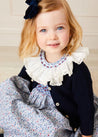 Penelope Floral Hand Smocked Long Sleeve Dress in Navy (12mths-10yrs) Dresses  from Pepa London