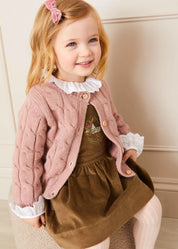 Chunky Cable Detail Cardigan in Pink (6mths-10yrs) Knitwear  from Pepa London US