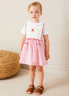 Lawrence Striped Boat Embroidered Scallop Detail Pinafore Skirt in Red (18mths-4yrs) SKIRTS from Pepa London US