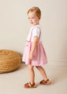 Lawrence Striped Boat Embroidered Scallop Detail Pinafore Skirt in Red (18mths-4yrs) SKIRTS from Pepa London US