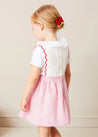 Lawrence Striped Boat Embroidered Scallop Detail Pinafore Skirt in Red (18mths-4yrs) SKIRTS from Pepa London US