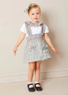 Evelyn Floral Smocked Detail Skirt With Braces in Red (18mths-6yrs) SKIRTS from Pepa London US