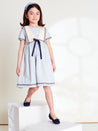 Nautical Stripe Organic Cotton Dress in Sky Blue (12mths-10yrs) - Dresses - PEPA AND CO vimeo_692227353