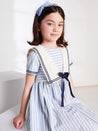 Nautical Stripe Organic Cotton Dress in Sky Blue (12mths-10yrs) Dresses  from Pepa London US