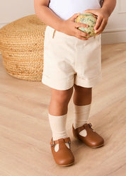 Leather T-Bar Baby Shoes in Brown (20-26EU) Shoes from Pepa London US